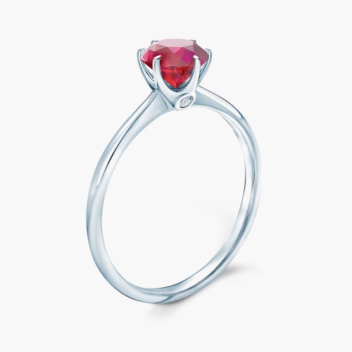 Pierścionek zaręczynowy The Journey: białe złoto, rubin